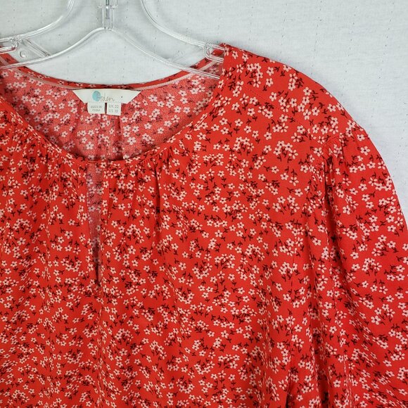 Boden Blouse Top Peasant Micro Floral Print Viscose Flowy Balloon Sleeves sz 18 - Picture 2 of 8